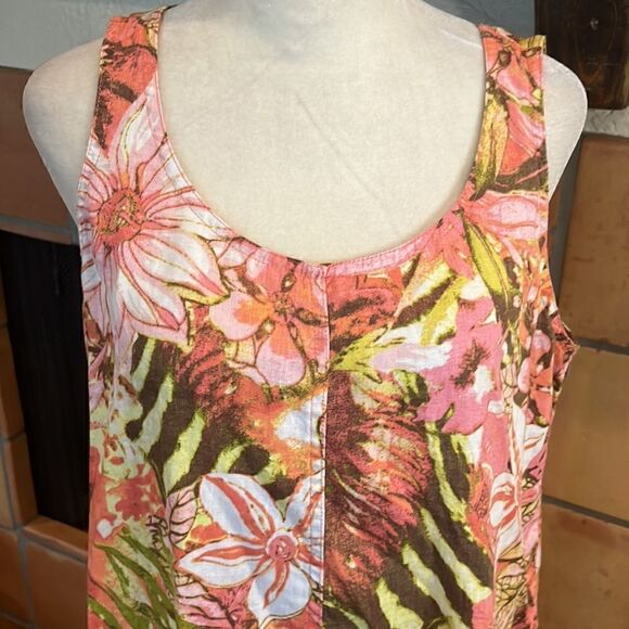 J. Jill Love Linen Pink Floral Linen Sleeveless Shift Dress, S! - Picture 2 of 8